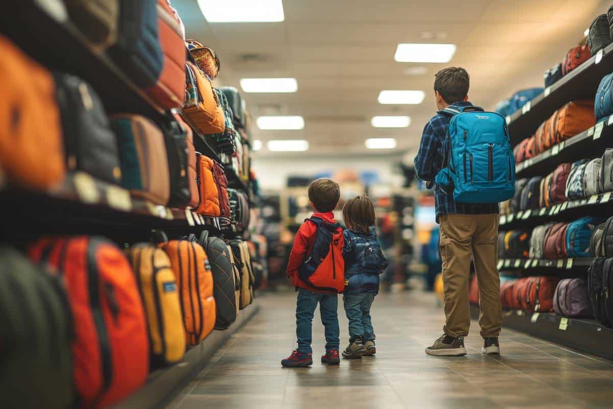 Retail shoppers looking for travel luggage